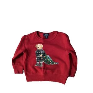 Polo Ralph Lauren Polo Bear Crewneck Sweatshirt Red Kids Toddler SZ 2T Christmas